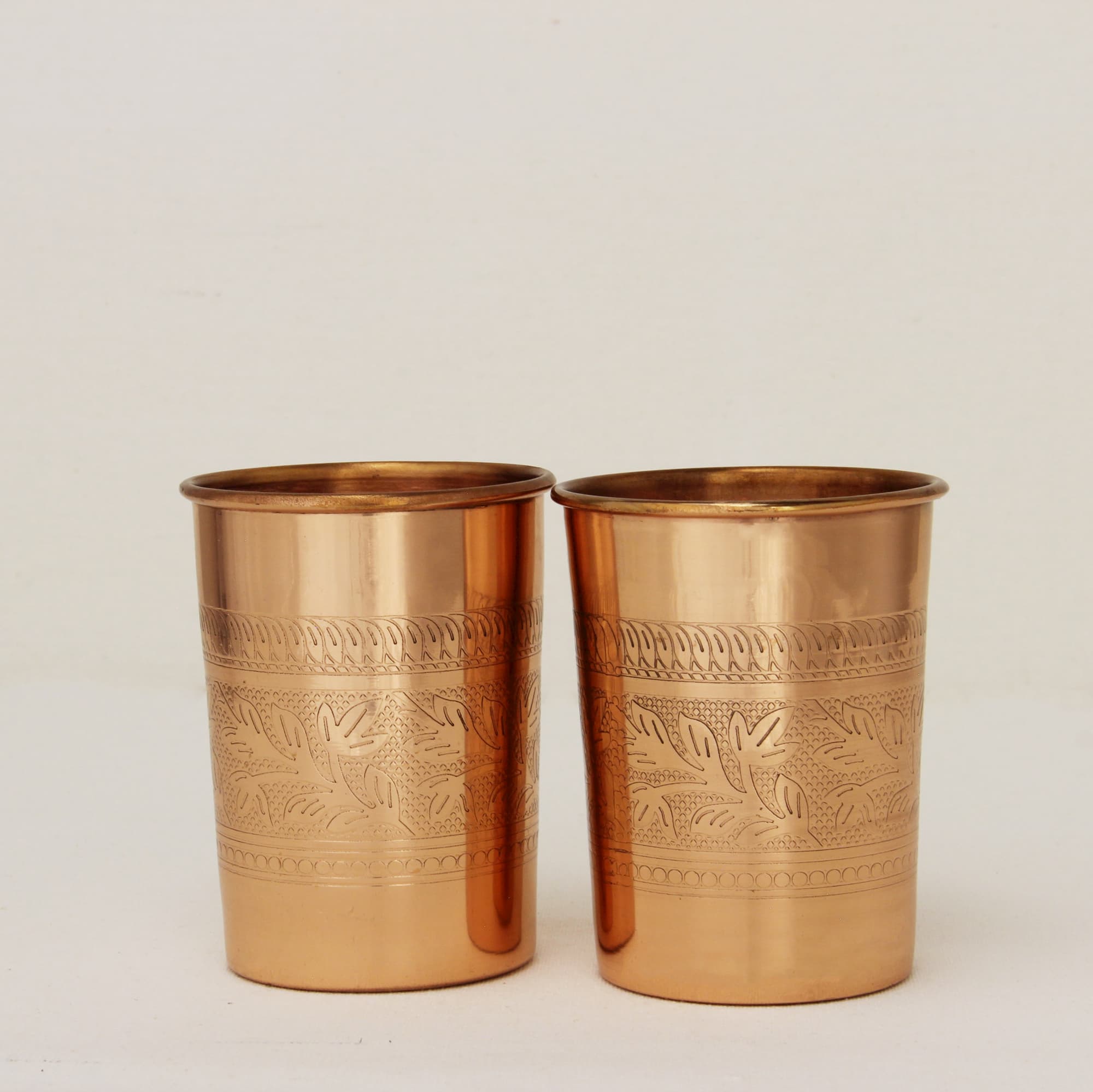 Pure Designer Copper Jug Set with 2 Copper Cups - Vriksha Homeware